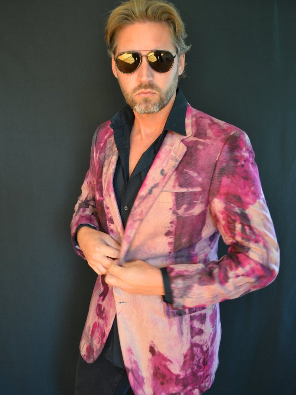 Silk Camel Custom designer dyed jacket suit Coat Blazer Gray Red black Large XL